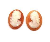 Lot of 2 Shell oval loose Cameos