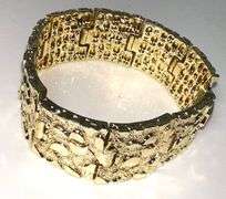 Huge Yellow Gold Plated  24mm. Wide Nugget Link Bracelet