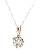 14kt White gold diamond cluster flower pendant on chain