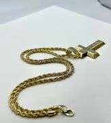 Amazing Yellow Gold Plated Sparkling Cross Pendant Necklacee