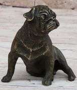 Green Patina Pug Dog Bronze Sculpture
