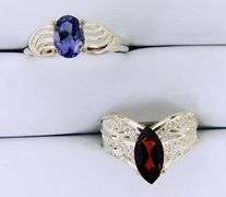 2 Sterling Silver Gemstone Rings, Size 8