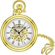 23K Gold-Plated Men's Skeleton Pocket Watch