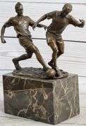 Two Soccer Player Bronze Sculpture