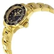 Invicta Pro Diver Women's Gold-Plated Stainless Steel Watch with Black Dial