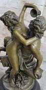 Nude Erotic Nymph with Satyr Bronze Sculpture