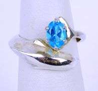 Sterling Bypass Dolphin Ring with Blue Topaz, 5.5