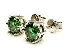 Lovely White Gold Plated 2 Ctw Paraiba Green Fire Moissanite Earrings