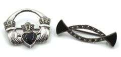 Vintage 925 sterling silver lot of 2 Marcasite brooches