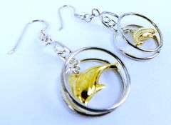 Sterling Dangly Hoops & Dolphins Earrings