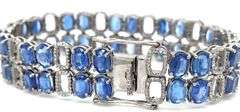 Sparkling 34.12CTW Oval Faceted Kyanite & 5.00CTW Diamond Bracelet in 14K White Gold Over Sterling S