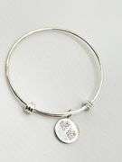 925 Sterling Silver Expandable Wire  "Always Sisters Always Friens " Charm Bangle