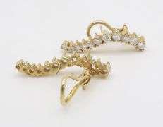 Diamond Climber Earrings made in 14k Yellow Gold