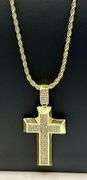 Amazing 14 Kt Yellow Gold Plated Sparkling Cross Pendant Necklacee