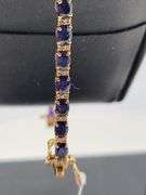 Certified 14k Gold Sapphire Bracelet with Diamond Accents