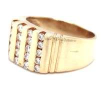 14kt Yellow gold 0.40ctw 4 row diamond gent's ring