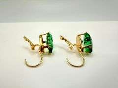 14 Kt. Yellow Gold Plate 16 Ctw Bright Simulated Paraiba Tourmaline Earrings