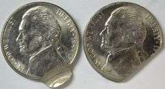 2 Different Interesting Jefferson Nickels errors in Gem BU