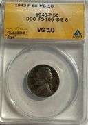 1943 P Doubled Die Obverse Doubled Eye VG 10 PCGS Silver War Nickel