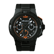 Denovo Swiss Made Men’s Watch, New in Box, Gun Metal PVD Case, 100m Water Resistance, Rubber Strap w