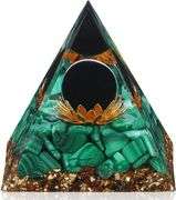 Natural Malachite & Obsidian Pyramid