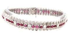 18kt White gold 4.25ct ruby and 3.3ctw diamond bracelet