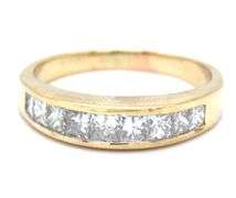 14kt Yellow gold 1ctw princess cut channel set dome band