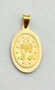 14KT Yellow Gold Hollow Miraculous Medal Oval Pendant
