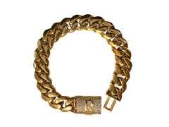 Sharp Yellow Gold Plated Monogramed Initial "R" Curb Link Bracelet