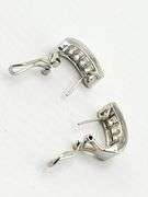 925 Sterling Silver Baguette Cut CZ  Oval Hoop Earrings