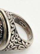 925 Sterling Silver EFFY Balisssima Multi Gemstone And Ornate 18KT Yello Gold Accent Ring