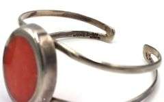 Lot of 2 Vintage 925 sterling silver Coral cuff bangles