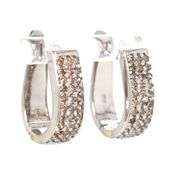 14kt White gold top light brown diamond hoop earrings