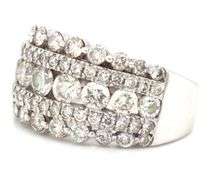 Exquisite 14K WG Ring with 5 Rows of Diamonds