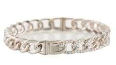 1.45ctw Diamond Curb Link Bangle Bracelet in 18K