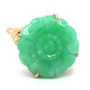 18kt Yellow gold flower Green Jade ring