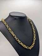 Huge Yellow Gold Plated Rolo Box  Chain Link Necklace