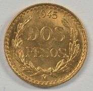 Superb Gem BU 1945 Mexico 2 Pesos Gold Piece