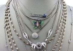 Group lot of 9 vintage 925 sterling silver necklaces