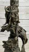 Legend Indian Chief with Wolf and Eagle Bronze Sculpture