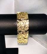 Huge Yellow Gold Plated  24mm. Wide Nugget Link Bracelet