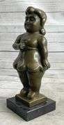 Young Girl Bronze Sculpture on Marble Base
