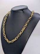 Huge Yellow Gold Plated Rolo Box  Chain Link Necklace