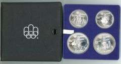 1976 4-Piece Montreal Olympics BU Silver Coin Set in Original Packaging