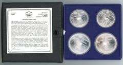 1976 4-Piece Montreal Olympics BU Silver Coin Set in Original Packaging w/CoA