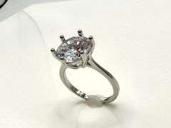 Ladies White Gold Sparkling Near Flawless Ice White CZ Solitaire Ring