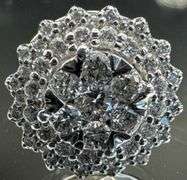 14K White Gold Round Brilliant Cut Diamond Cluster Earrings of 1.20 CT