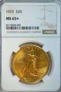 Breathtaking NGC MS65+ graded 1925 St. Gaudens $20 Gold Piece. Tough date