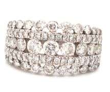 Exquisite 14K WG Ring with 5 Rows of Diamonds