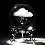 3D Lightning Cloud Crystal Ball Paperweight